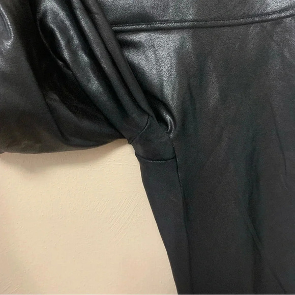 Spanx Black Faux Leather Leggings with White Side Stripe Size Large - Picture 10 of 14